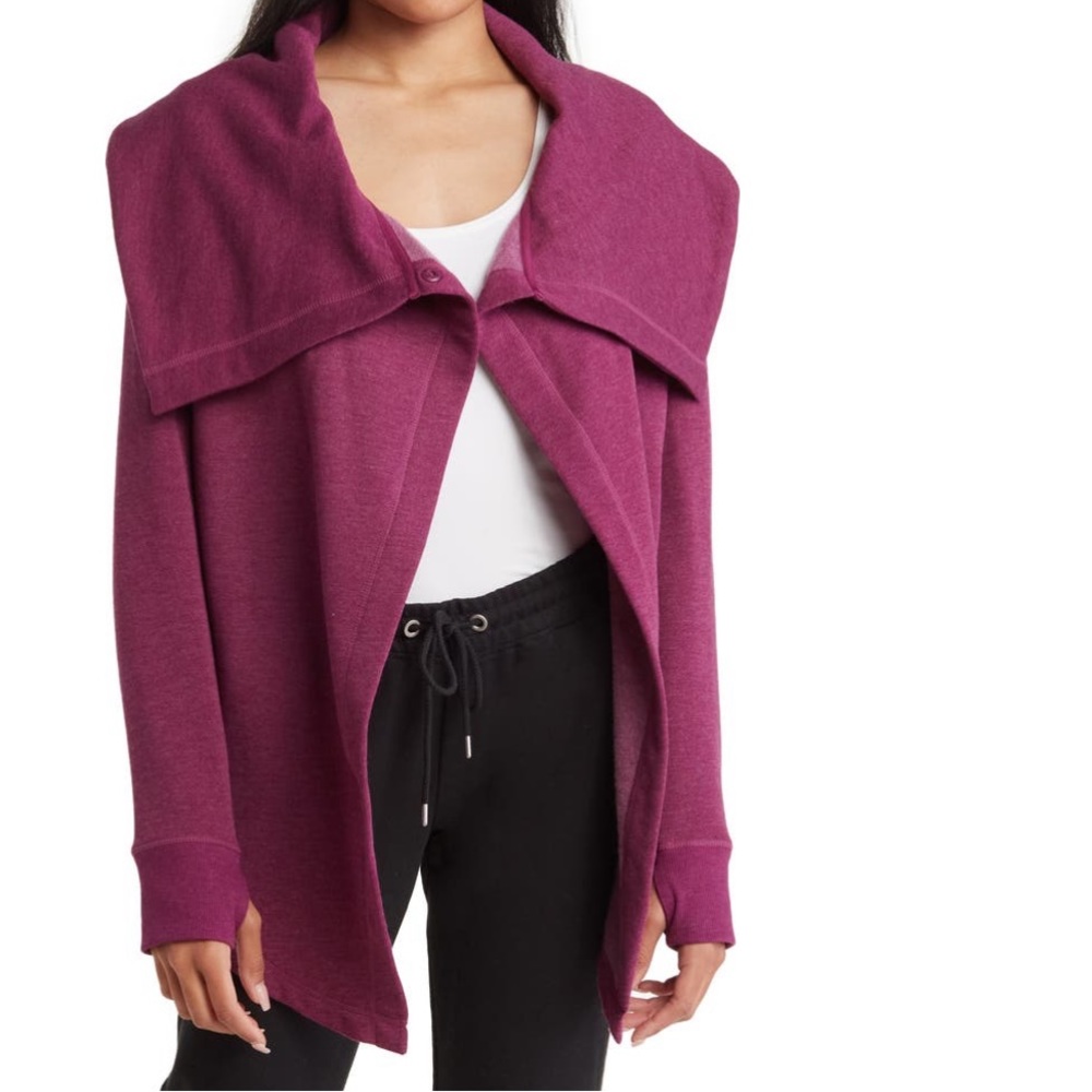 Purple shooting star drape collar cardigan